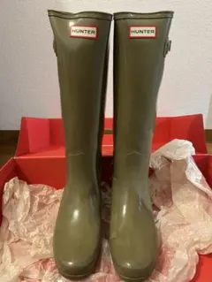 値下げハンターロングレインブーツ25-25.5cm