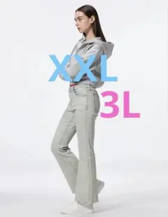 XXL 大きいサイズ　GU スリムフレアジーンズ　デニム　ブルー　3L