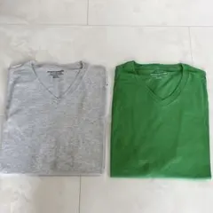 [Amazon Essentials] 2枚組 Tシャツ　グリーン　グレー　S