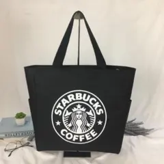 スタバ トート バッグ エコバック超ビッグ 買い物袋ブラック新品 キャンバス