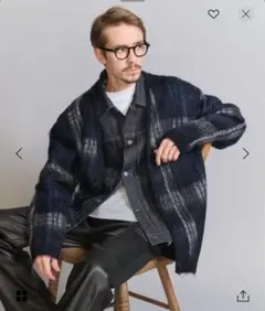 シャギー チェック Vネック カーディガンBEAUTY&YOUTH