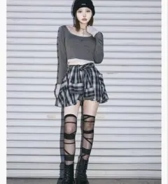 未使用タグ付き】 Darich レイヤードチェックショートパンツ NVY