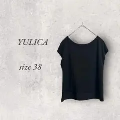 美品YULICAユリカ/半袖2wayTシャツ38/黒/ノームコア/No.1588