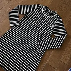GU 長袖ワンピース　150 新品　アクセ付き　ワンピース　ボーダー
