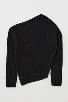 MOUSSY マウジー ASYMMETRY RIB ニット ブラック