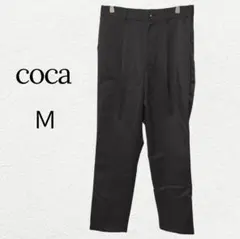 【coca】新品 チェック柄 テーパードパンツ ウエストゴム ポケット オフィス