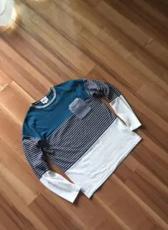 良品 TK MIXPICE 長袖Tシャツ/ カットソー・ボーダー柄・M・清潔感