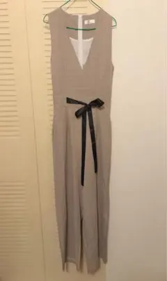 送料込！【8/9まで特別値下げ】 リボン付きチェック柄オールインワン Msize