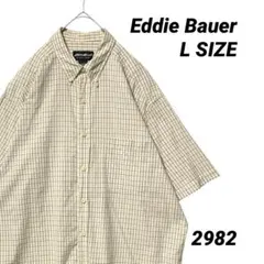 エディーバウアー 半袖シャツ チェック柄 Lサイズ ボタンダウン
