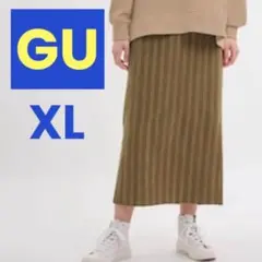 【美品】GU ジーユー ストライプ タイトスカート ロング丈 リネントXL