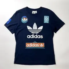 adidas originals 半袖Tシャツ L ネイビー デカロゴTシャツ