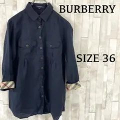 【美品】BURBERRY LONDON 七分袖シャツ バーバリーチェック 36