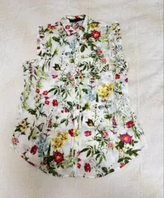 ZARA BASIC フラワープリント ノースリーブシャツ