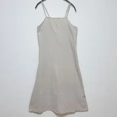 ベージュ キャミワンピース ロング 【M】 肩紐調節 シンプル 上品 きれいめ
