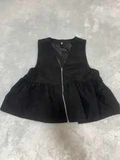 coca フロントジップ ペプラムベスト ブラック Lサイズ