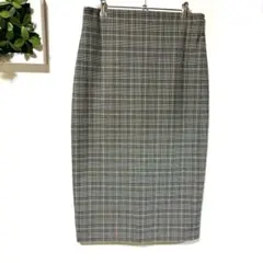 【美品】ZARA グレンチェック・ロングタイトスカート　XLのサムネイル