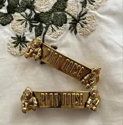 【vintage】ピンクハウス 雪だるまくまミニバレッタ 2個セット ゴールド