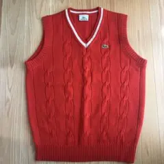LACOSTE ラコステ ケーブルニット ベスト レッド