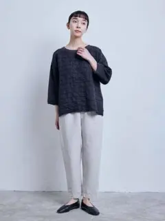 中川政七商店★格子刺繍の麻布Ｔシャツのサムネイル