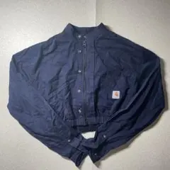 Carhartt リメイク ネイビー 長袖 クロップドシャツ