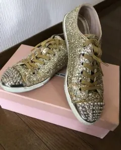 MIUMIU ミュウミュウ　ゴールドラメスニーカー