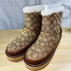 【COACH コーチ シグネチャー ムートン ショートブーツ 23cm 未使用】