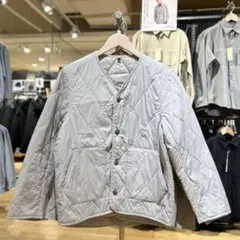 MUJI/無印良品 ふんわり中わた 撥水キルトジャケット ライトグレー