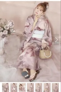 浴衣 帯セット くすみピンク 花柄 suger - メルカリ