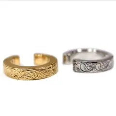 ハワイアンジュエリー イヤーカフ 片耳用 スクロール 波 サージカル ステンレス