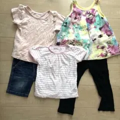 女の子Tシャツ２枚チュニック１枚パンツ２枚の５点セット