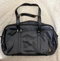 EASTBOY スクールバッグ 合皮 革 黒 ゴールド女神刺繍 スクバ人気 中古