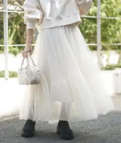 チュールランダムフレアスカート chico
