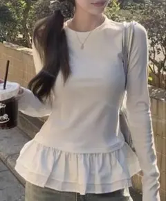 SHEIN レイヤードトップス 長袖トップス ホワイト Sサイズ