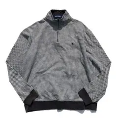 【90s】Ralph Lauren チェック ハーフジップ スウェット ブラック