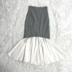 美品　FRAY I.D ラッフルヘムコンビマーメイドスカート 千鳥格子柄