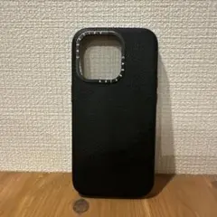 Casetify iPhone14pro ブラック レザー調　ケース