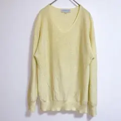 ＊SEASON REASON＊リブ編みセーター Vネック ライトイエロー L