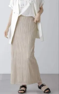 【ナノユニバース 】ウェーブリップルナロースカート