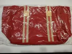 オシャレな小さめトートバッグ♪　 赤✕赤・白（ベージュ）ライン