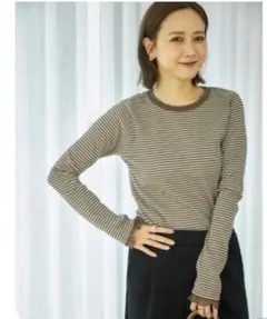 mysa closet 田中里奈 ボーダー 袖フリル カットソー ロンT