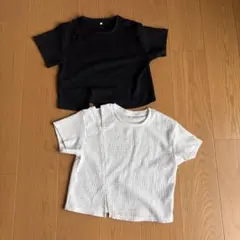 お値下げ　GU girlsネックスリットクロップドTシャツ2枚セット Sサイズ