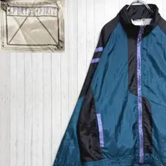 ヴィンテージ　ジップアップ　ナイロンジャケット　グリーン　ブラック　M