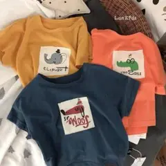 大処分価格‼️ 動物ゼッケン風プリントTシャツ 100cm~130cm 2点セット