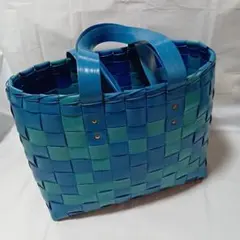 マザーズ　プールバッグ　ブルー　レジャーバッグ　かご　編み