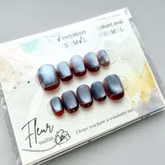ネイルチップ 現品販売｜ベリーショート L｜ブルーグレー ブラウン マグネット