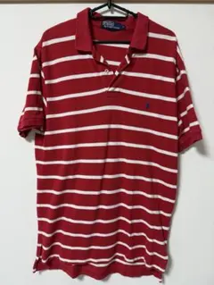 Polo by Ralph Lauren 赤白ストライプ ポロシャツ M 古着