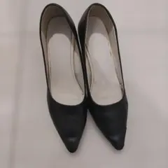 合皮レザーブラック ポインテッドトゥ ハイヒール