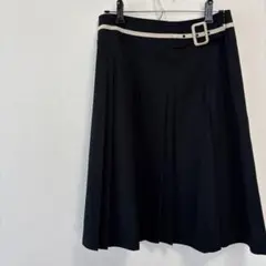 マナブル ベルト付きフレアスカート 黒 40