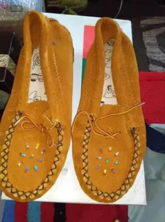 オレンジスエードモカシン