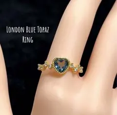 天然石／ロンドンブルー♡トパーズリング 真鍮製 ②